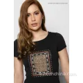 T-shirt à manches courtes à imprimé léopard de base pour femmes